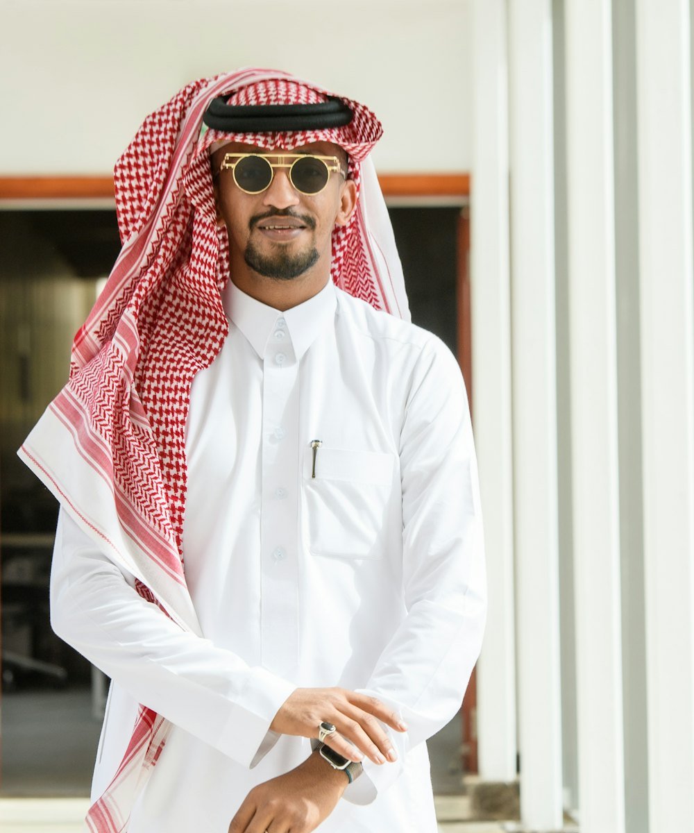 Young Emirati man in white kandura
