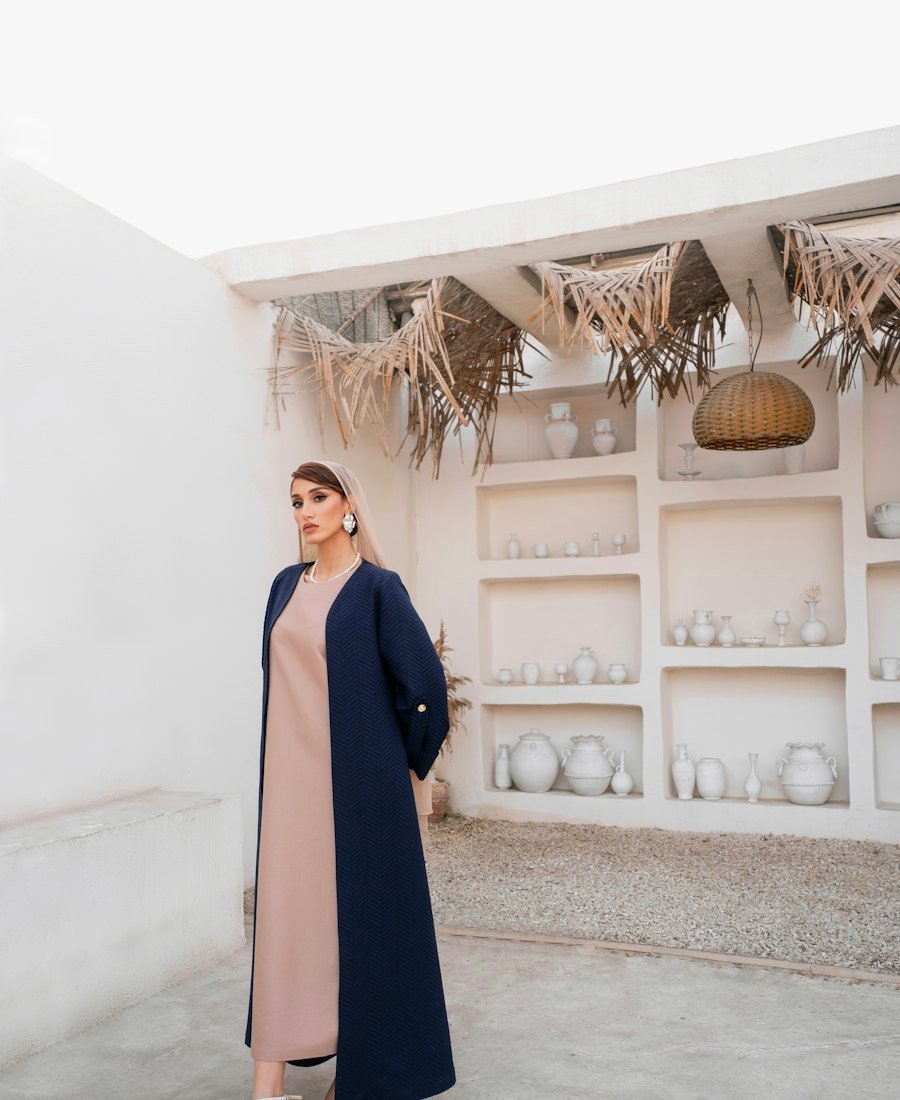 Emirati woman in an elegant navy abaya